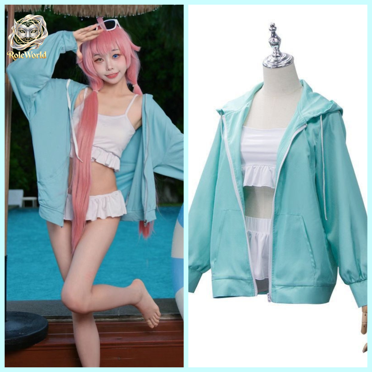 Anime Cosplay Photoshoot - Blue Archive Takanashi Hoshino Swimsuit Cosplay
