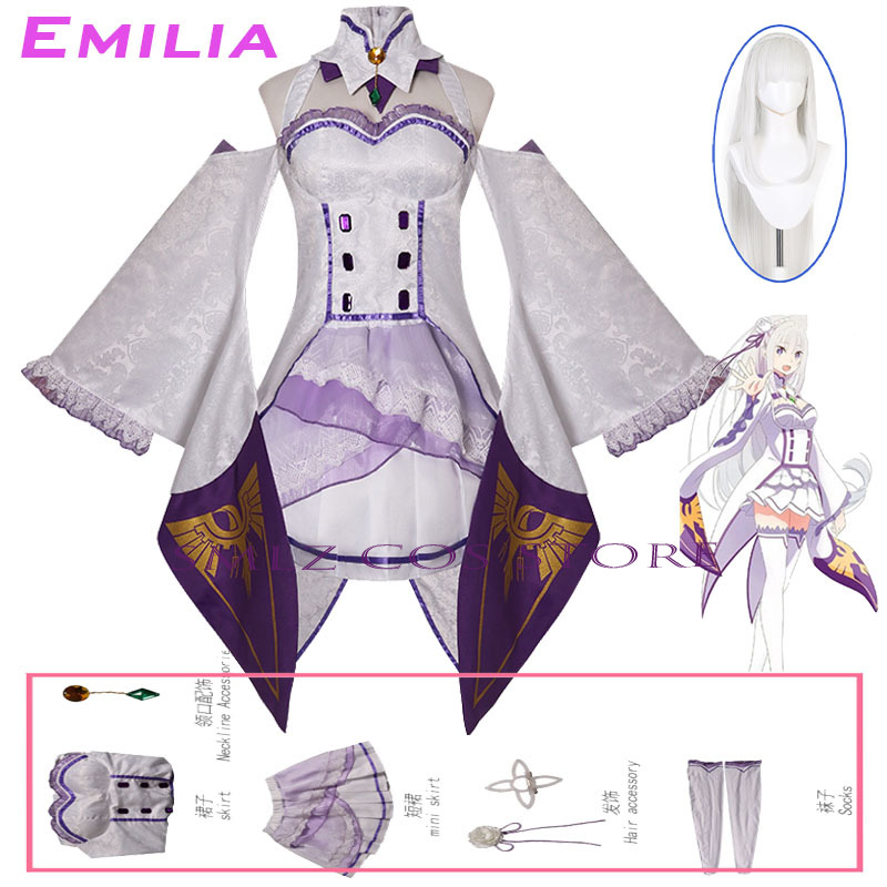 Emilia Cosplay Anime Re Zero K - Anime Cosplay Dress For Women ulasan dan harga