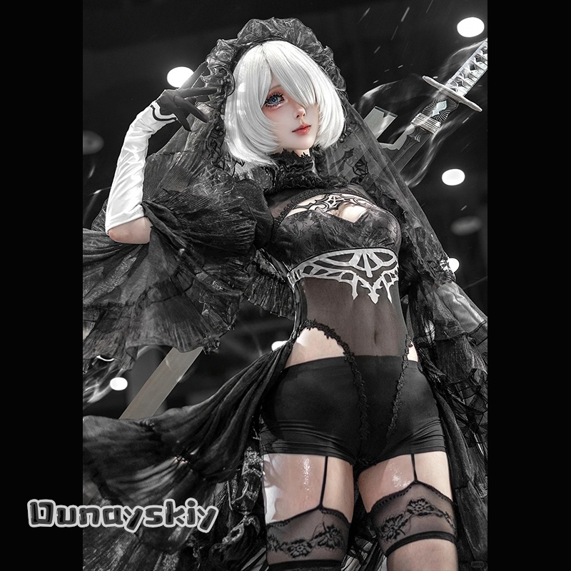 825NieRAuomta 2B Fanart Maid O - Anime Cosplay Photoshoot ulasan dan harga