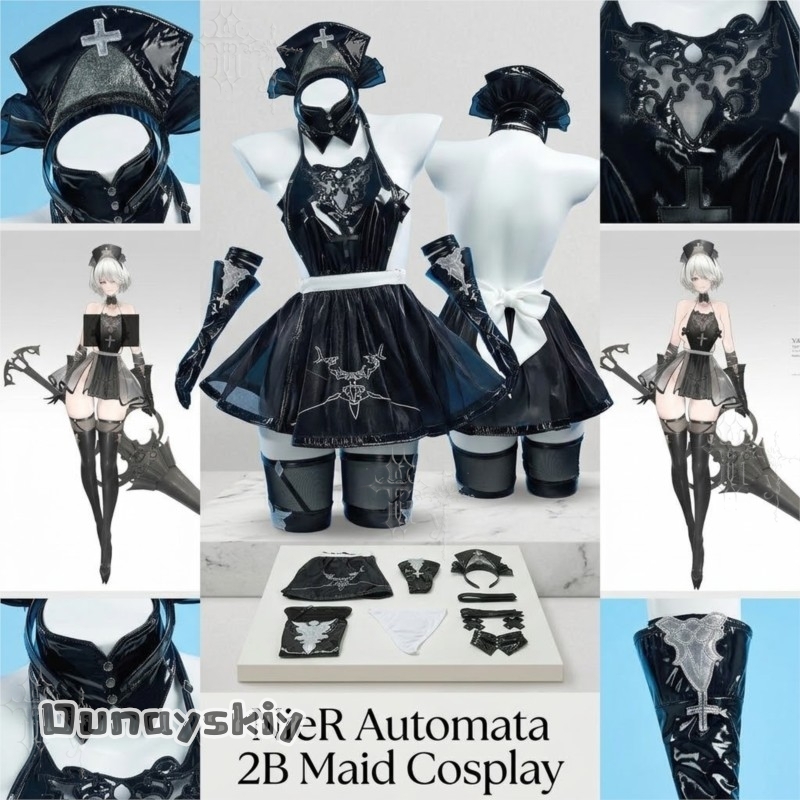 825NieRAuomta 2B Fanart Maid O - Anime Cosplay Photoshoot ulasan dan harga